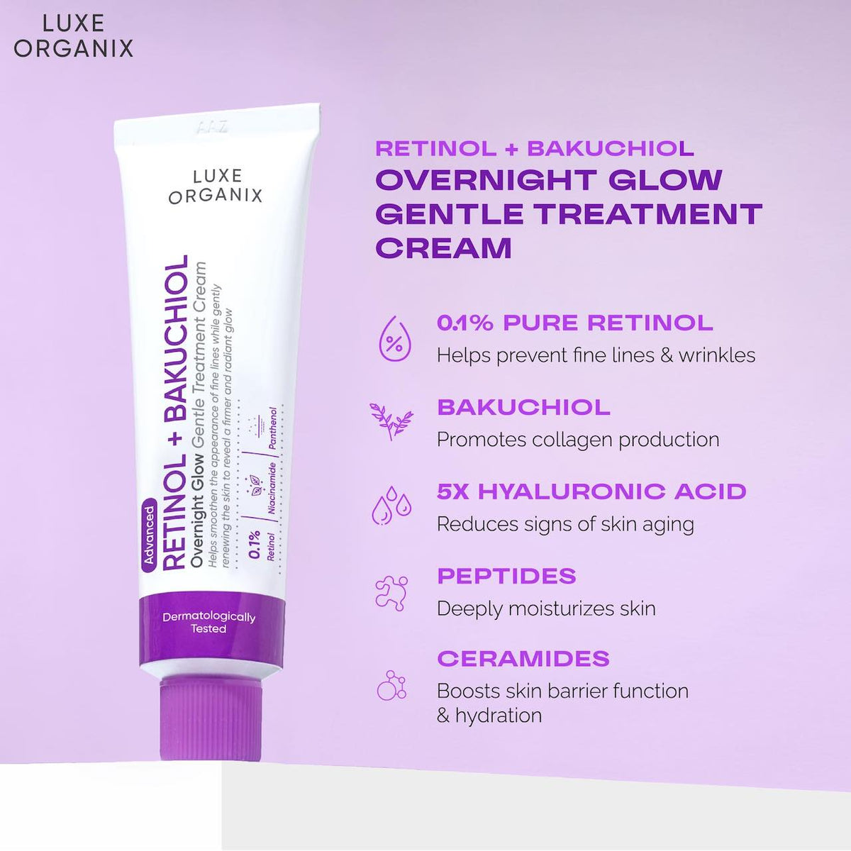 Luxe Organix PH] Retinol Bakuchiol Line Overnight Treatment Cream O –  Venice and Vica Beauty