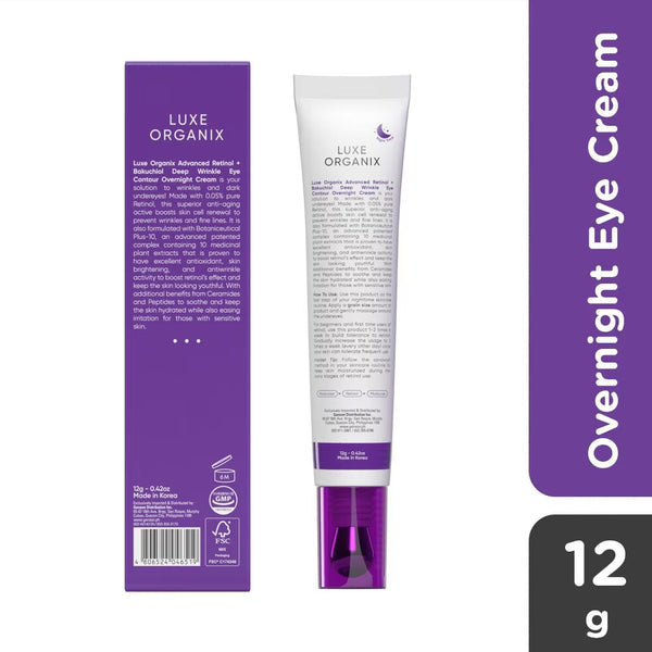 [Luxe Organix] Advanced Retinol + Bakuchiol Deep Wrinkle Eye Contour Overnight Cream 12g