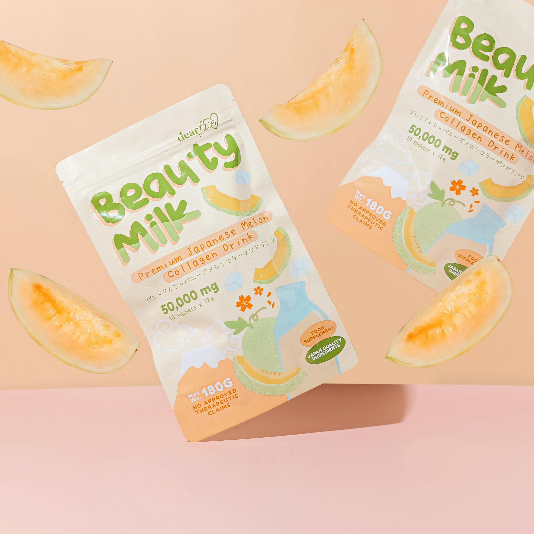 [Dear Face] Beauty Milk (Melon, Strawberry, Lychee & Banana) Premium Japanese Collagen Drink - Venice and Vica Beauty